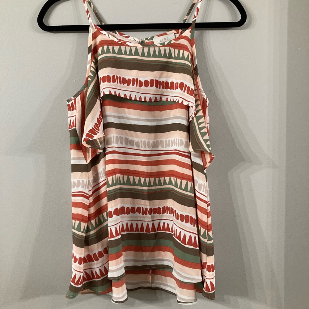 Loft Outlet M Print Top with Ruffle